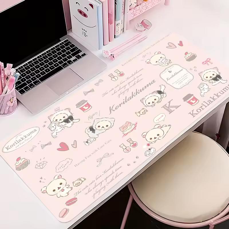 Alfombrillas de Ratón Grandes Lindas Alfombrillas de Ratón de Anime Kawaii Esterilla de Escritorio Rilakkuma Accesorios de Oficina Esterillas para Escritorio Portátil de Goma Antideslizantes Alfombrillas de Ratón
