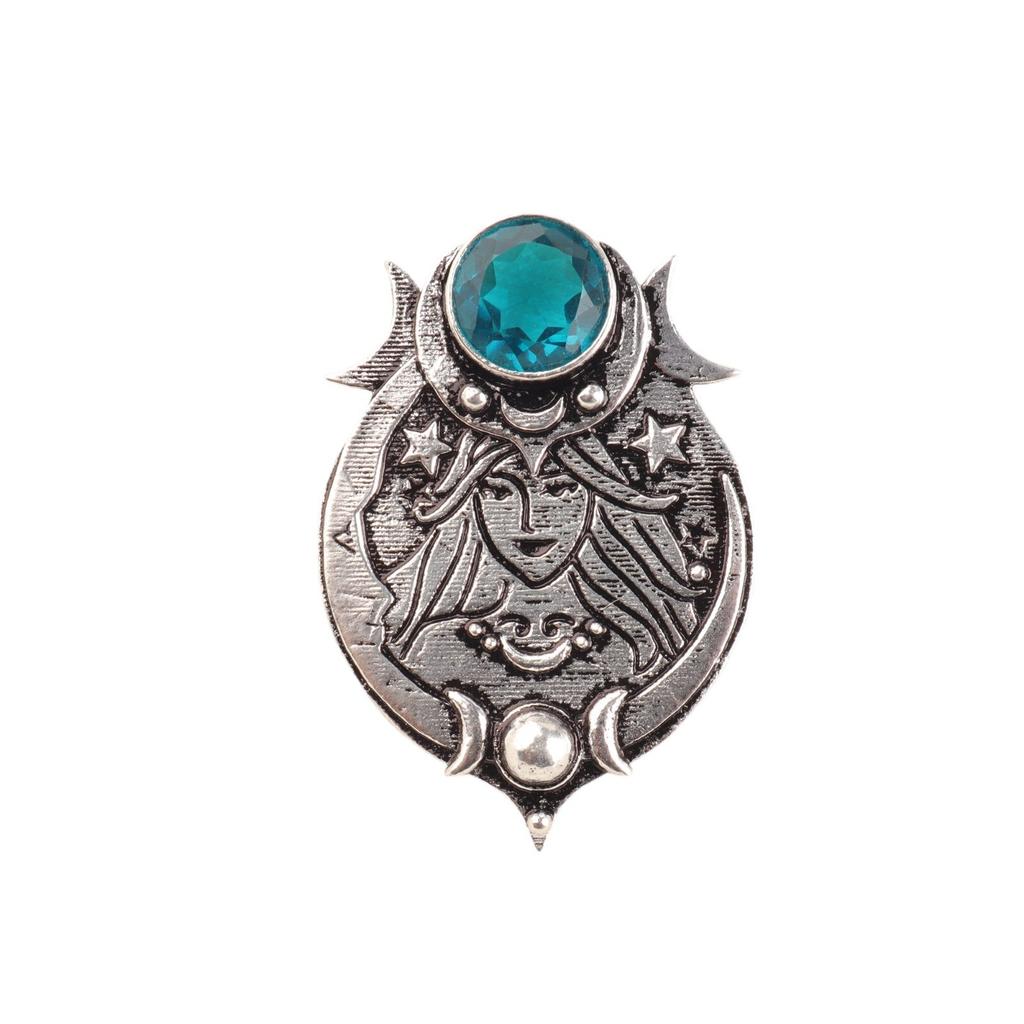 Naturlig Blå Apatit Ädelsten 925 Sterling Silver Designad Handgjord Hänge1.63" CP-22-09