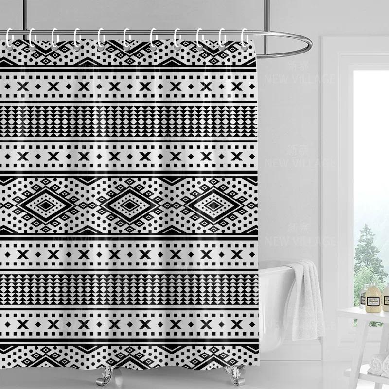 Decorazione casa tende da doccia bagno tessuto tenda impermeabile Soggiorno Moderno Nordico Moderno motivo geometrico semplice