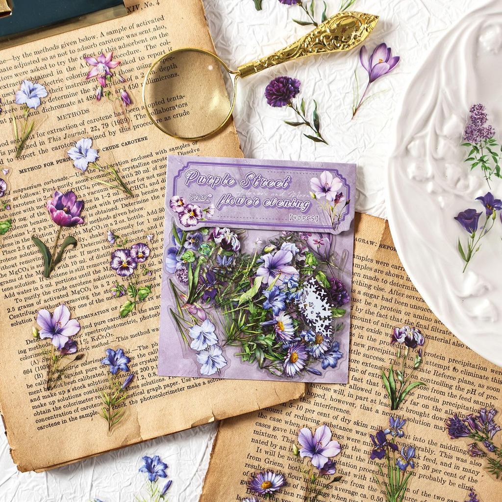 ZABC Cross the Flowers Dream Series Sticker Pack: 8 Styles of Plant & Flower Stickers for Journals and DIY Decor.