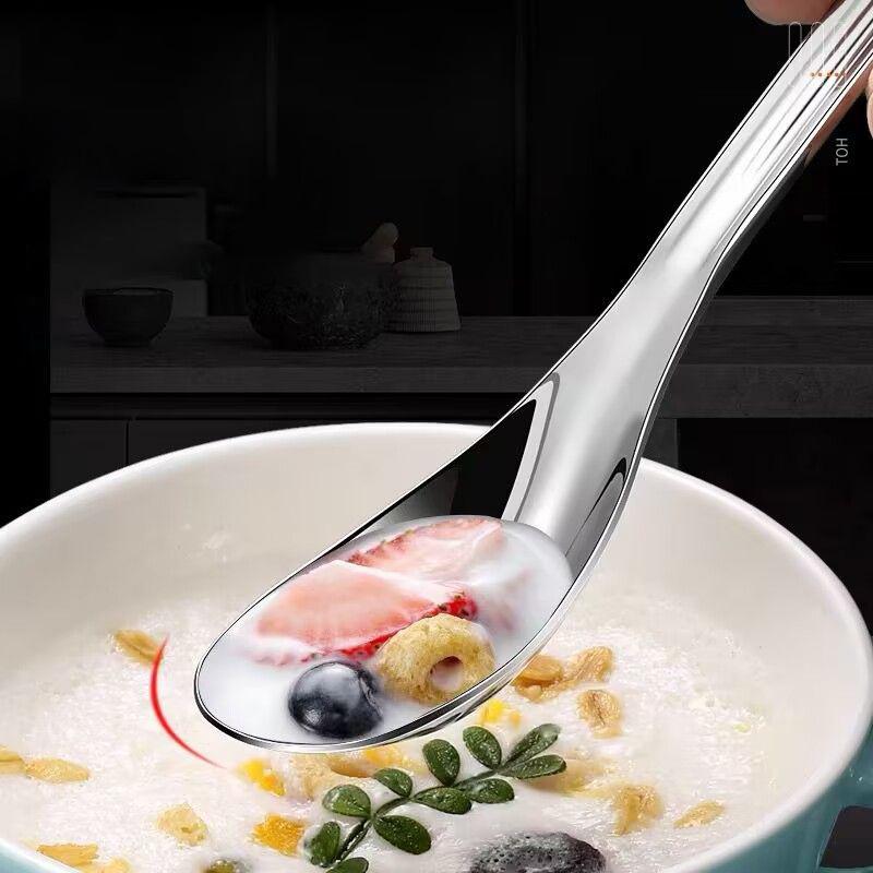 Stainless Steel Spoon Net Red Golden Dinner Long Handle Stirring Dessert Spoons For Kitchen Accessories Gadgets