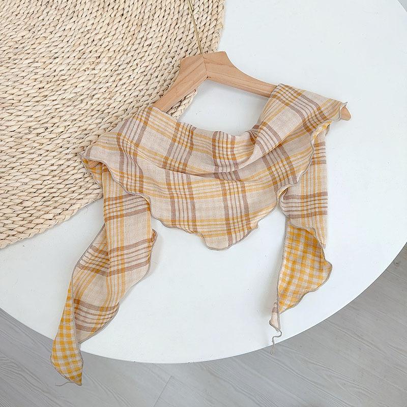 35*110cm Small Triangle Scarf Neck Protection Versatile Women Soft Plaid Handkerchief Ladies Foulard Hijab
