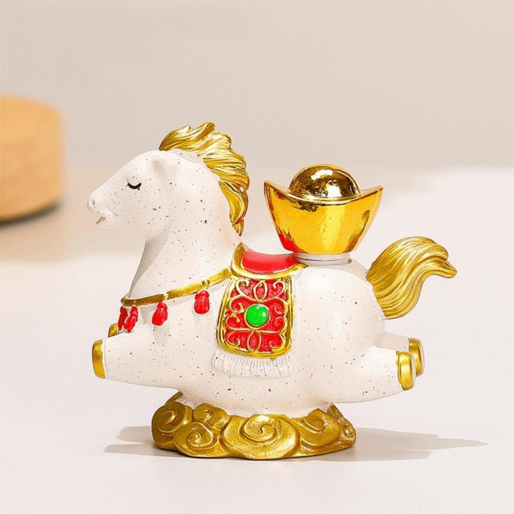 Resin New Year Mascot Miniature Desktop Ornament Zodiac Ornaments Gift Horse Figurine  Cabinet