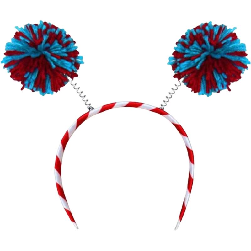 Furry Yarns Hairhoop for Family Gathering 3 Color Pompoms Headpiece Costume Hair Decoration for Casual and Formal Event бордовый