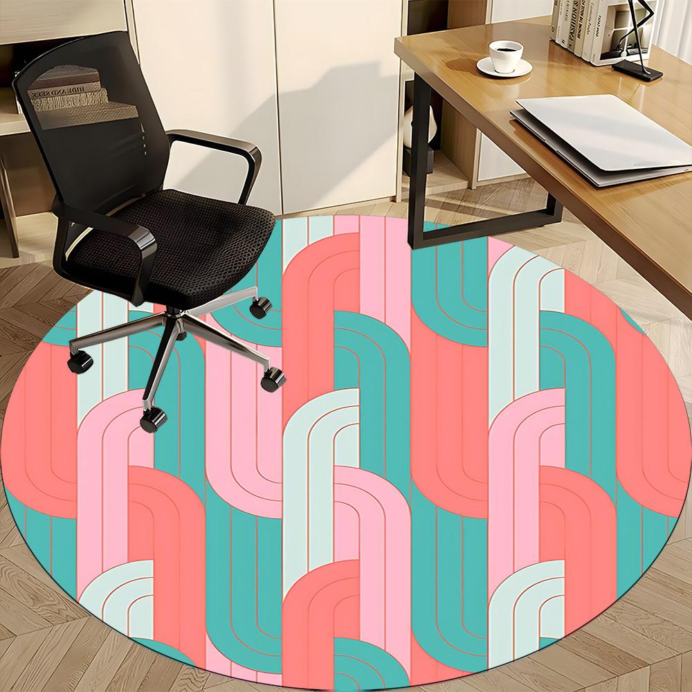 1pc Abstract Patterns Office Round Area Rug, Indoor Mat Suitable For Office, Under Office Chairs Bedroom Living Room Home Decor, Room Deco159