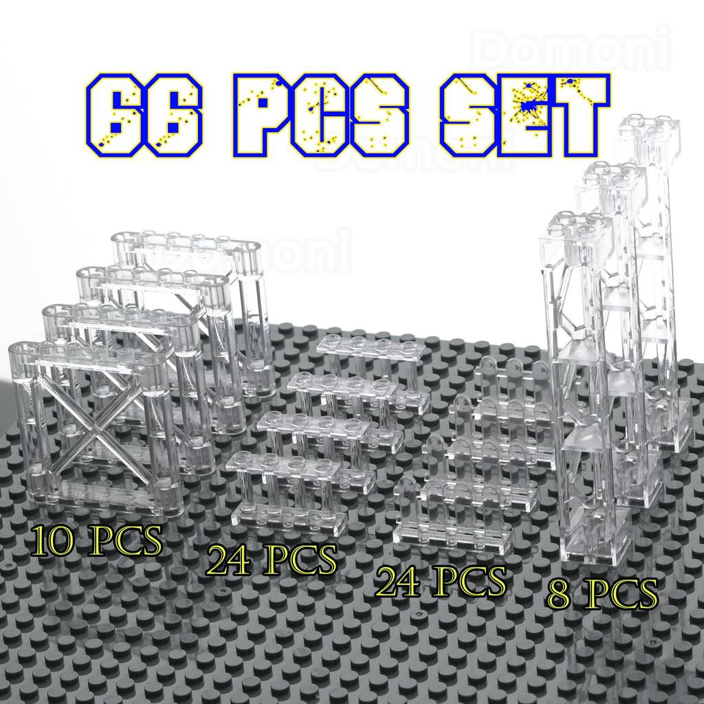 Domoni Clear Mock Farm City Building Block Set with Picket Fence Accessories Compatible with Lego Creative Blocks for Kids 66-Piece & -