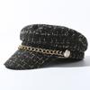 Beret Women's Spring and Autumn Winter Collection Korean Edition Ins Versatile Navy Hat Chain Women Fashion Flat Top Caps