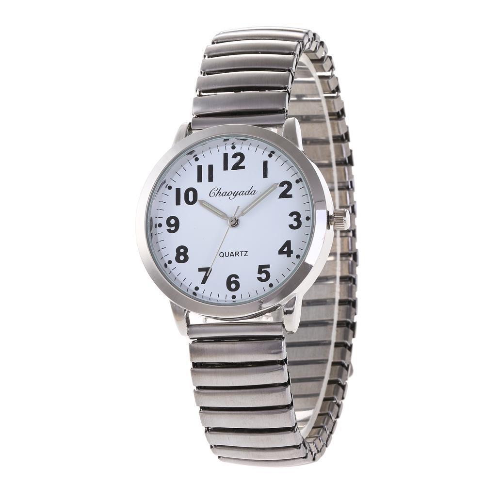 Large Number Luminous Elderly Quartz Watch with Waterproof Stainless Steel Elastic Band