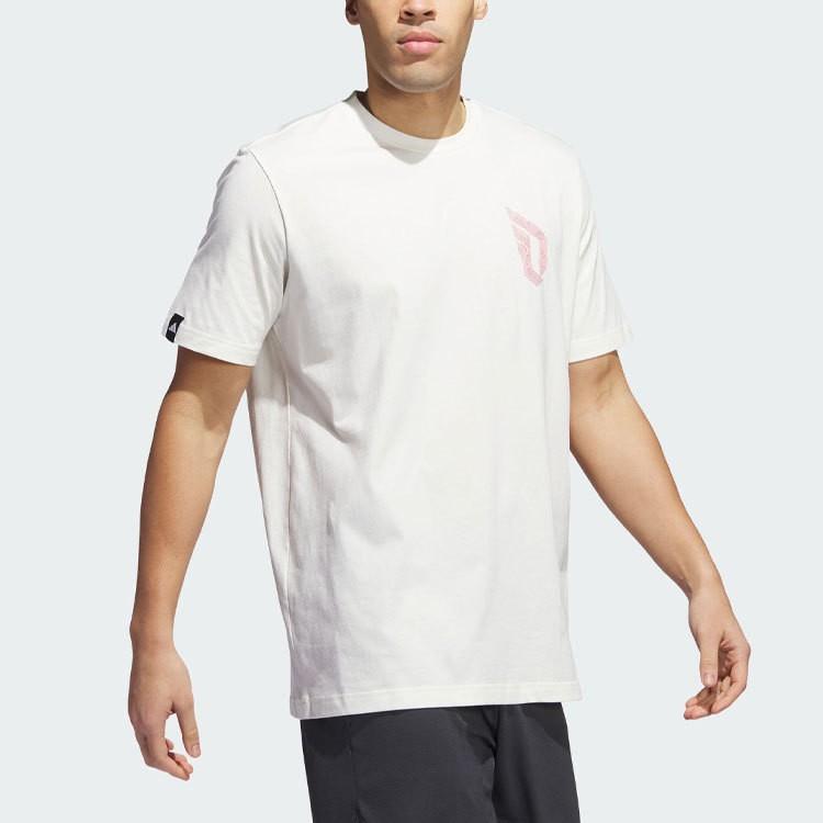 Adidas Letter Print Lillard Sports Short-Sleeve T-Shirt Men’s Han Yu White