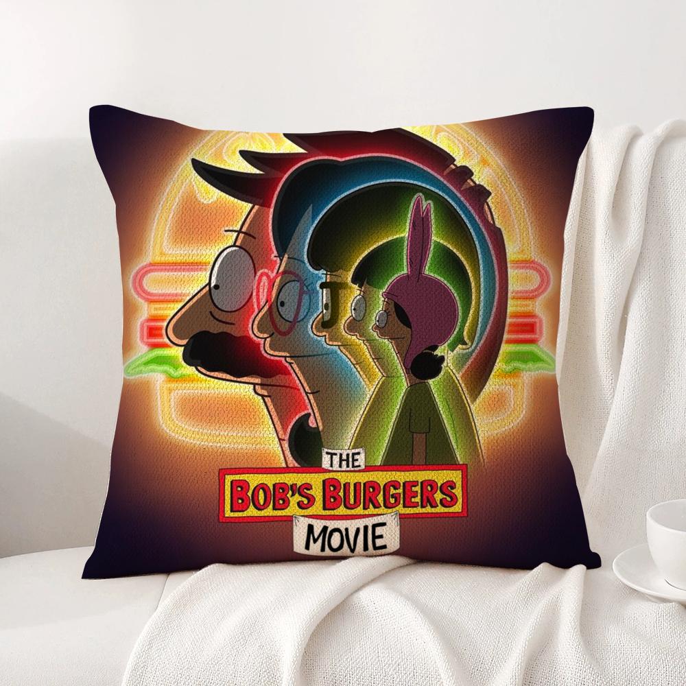 B-Bobs B-Burgers Cushion Cover Summer Coolness Linen Fabric Double-Sided Printing Pillow Case Sofa Home Decor Gift