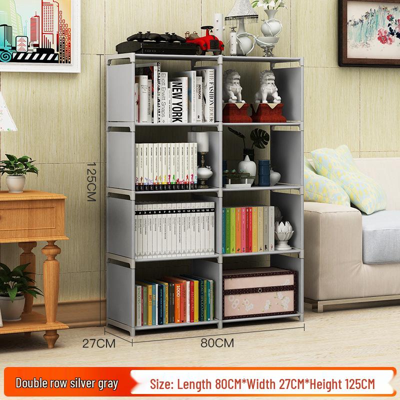 Large Combination Bookshelf: Floor-Standing Storage Rack with Desktop Steel Pipe Shelves for Kids