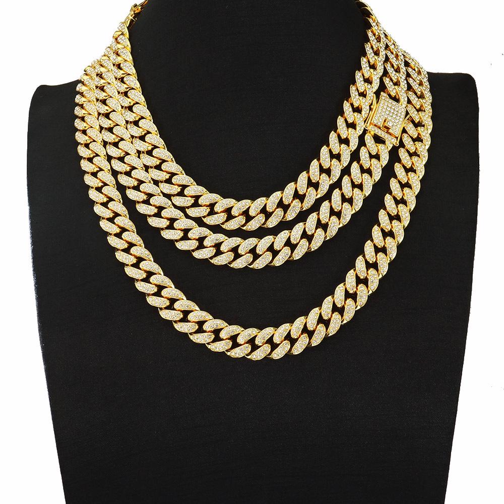 15mm Exaggerated Full Diamond Cuban Chain Necklace: Men's Hip Hop Gold Statement Accessory