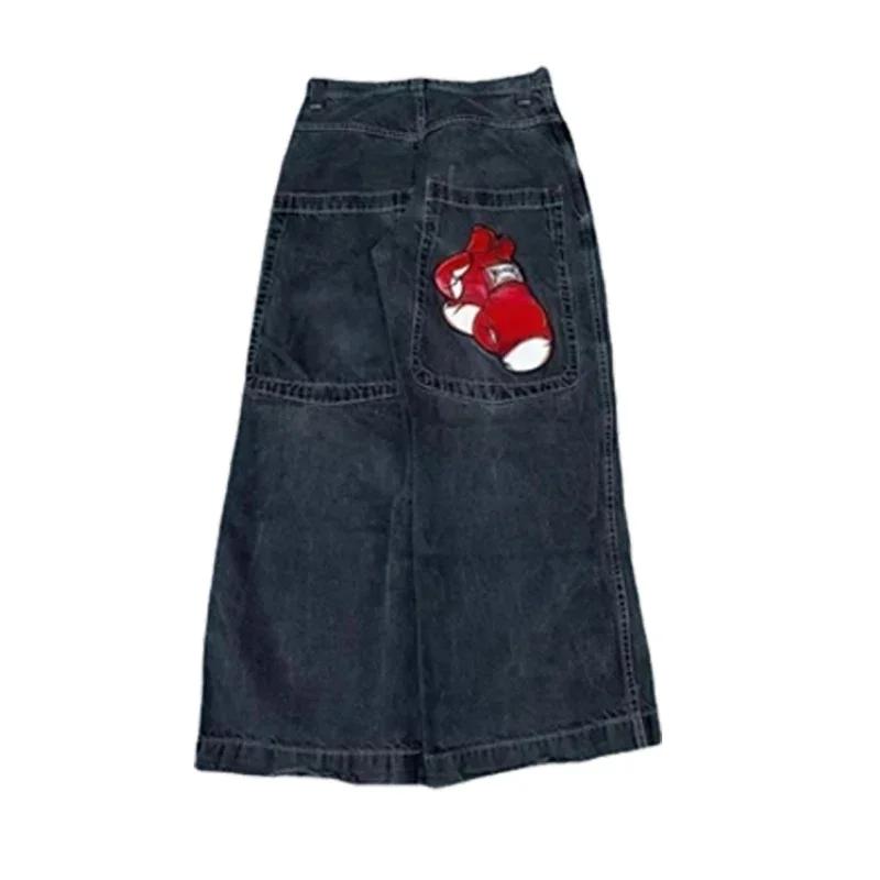 RogueWave Y2K Jeans Goth Printed Graphic Baggy Jeans Fashion Hip Hop Streetwear Harajuku Casual Wide Leg Jeans