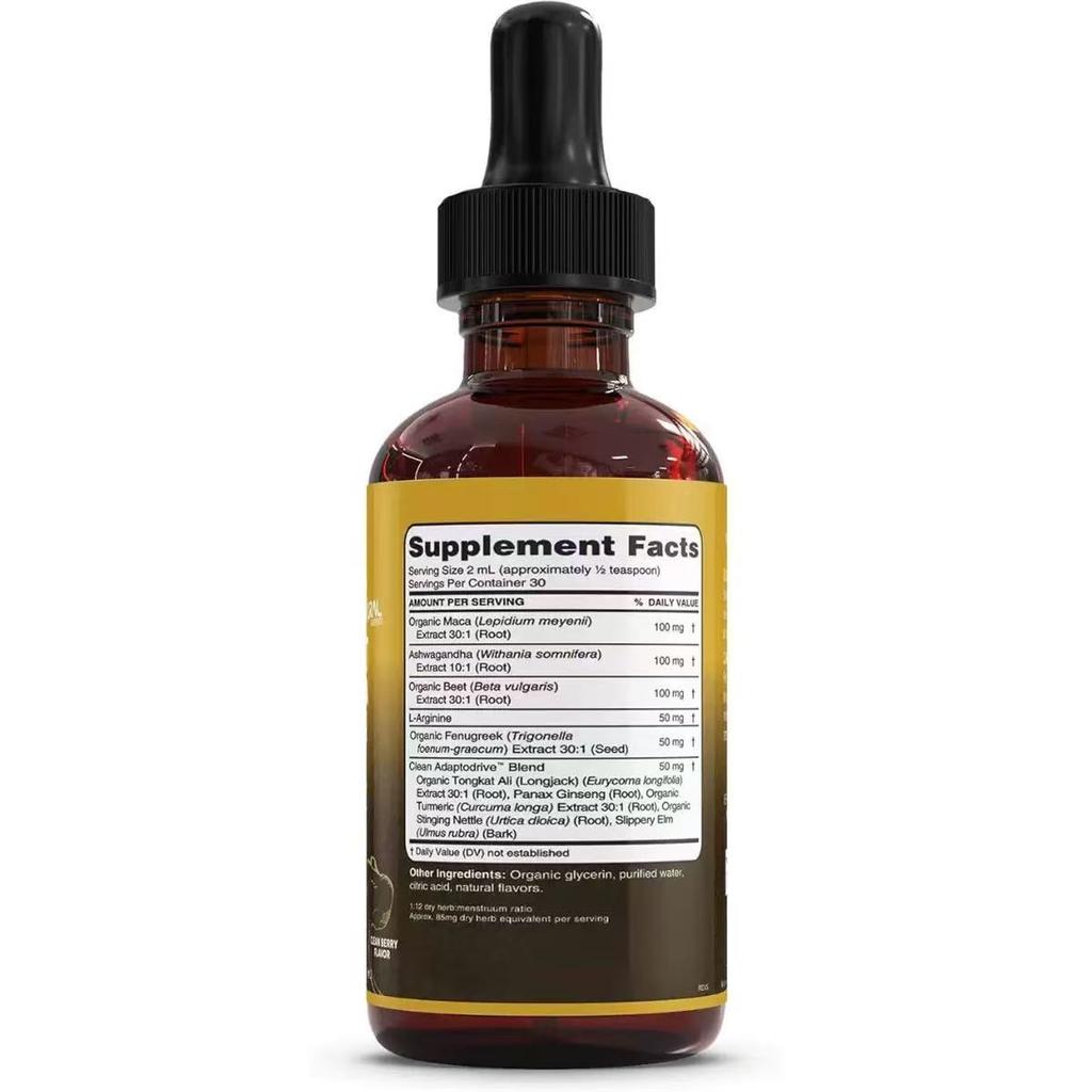 Maca Root Liquid Drops with Ashwagandha, Fenugreek, Beet Root and L-Arginine Liquid Multivitamin for Women and Men