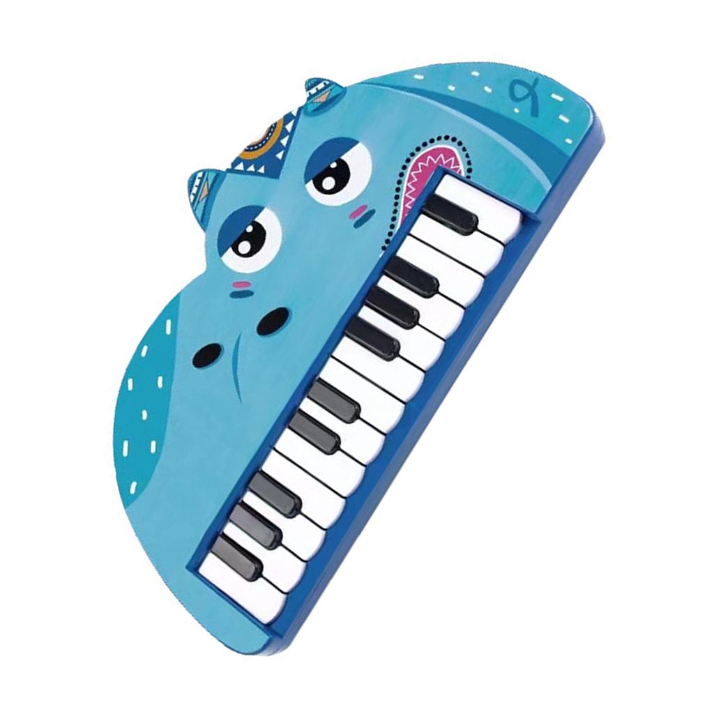 Piano Keyboard for Kids Cartoon 22 Keys Early Educational Animal Toddler Electronic Piano Toys Hippo Style
