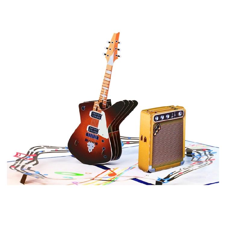 Stylish 3D Popup Guitar Card Fine Craftsmanship Special Gift Accessory for Parties Supplies and Festivities Decoration