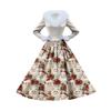 Women's Casual Dress Long-Sleeve V-Neck Patchwork Fleece Christmas Print Dress