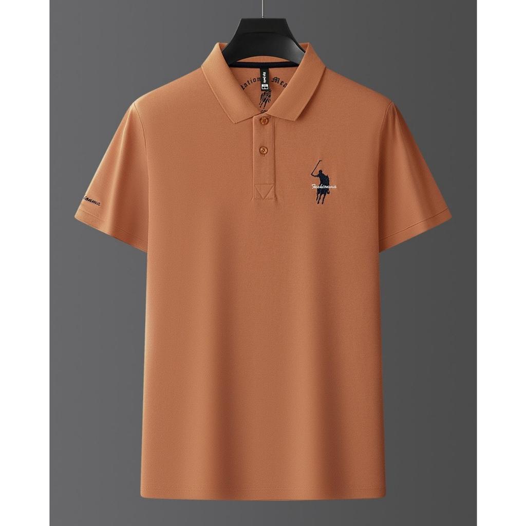 Trend Hub Luxus Stickerei Herren Poloshirt Dünn Atmungsaktiv 100% Baumwolle Schwarz Marineblau Revers Kurzarm Tops Markenkleidung