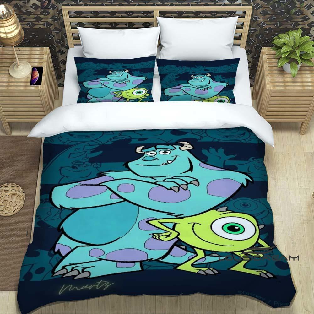 3-piece Monsters, Inc. Bedding Set, 3D Printed Cartoon Pattern Duvet Cover Set, Includes Pillowcases, Filling Not Included.