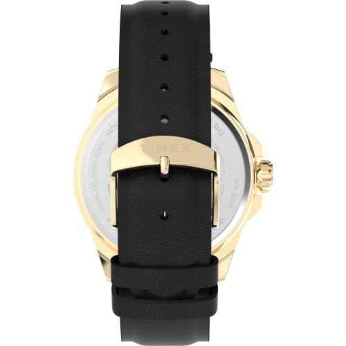 TIMEX Essex Avenue Watch, TW2W43200, Men's, Black, Silver Dial, Brass, Mineral Glass, Quartz Movement