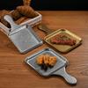 1PC Retro Stainless Steel Square Plate Creative with Handle Flat Bottom Plate Can Hold Fried Chicken Snack Tableware