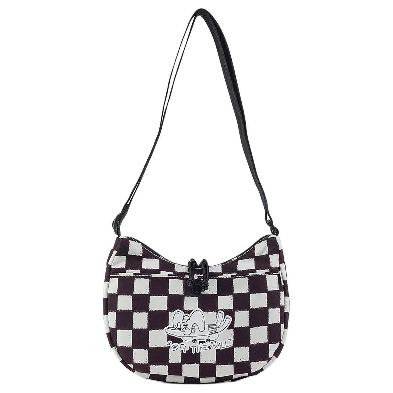 Vans X Asian Artists Alliance Riroo Collaboration Checkerboard Cartoon Pattern Print Shoulder Bag Unisex Shoulder Bag Black White VN000QF8FBA Black & White
