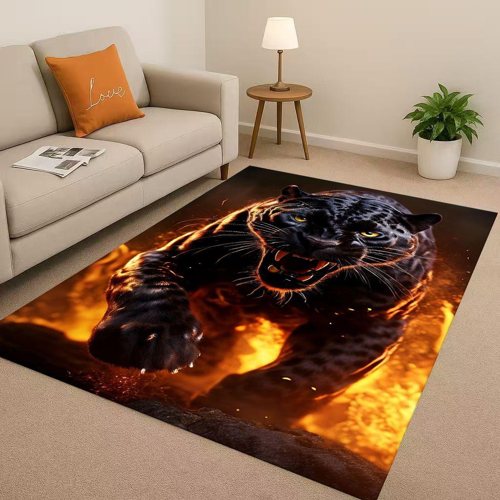 3D Cheetah Leopard Beast Living Room Non Slip Area Rug Soft Carpet for Bedroom Playroom and Sofa ,Easy Clean Home Decor Doormat