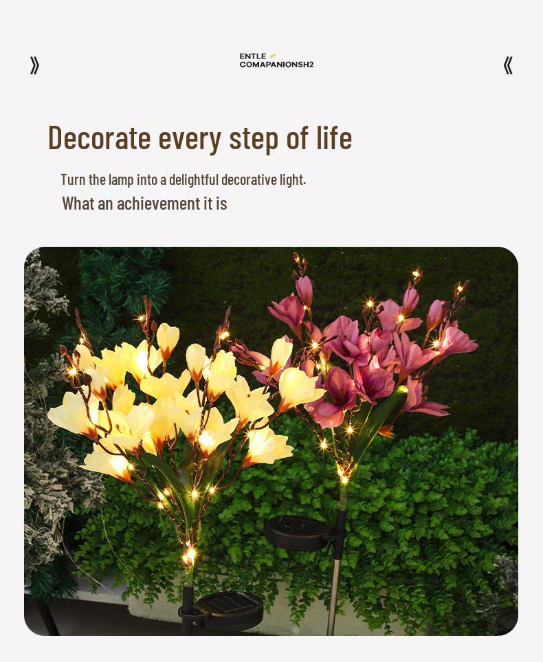 Solar Magnolia Landscape Lights: Outdoor Waterproof Decorative Lights for Courtyard, Lawn, and Holiday Atmosphere.