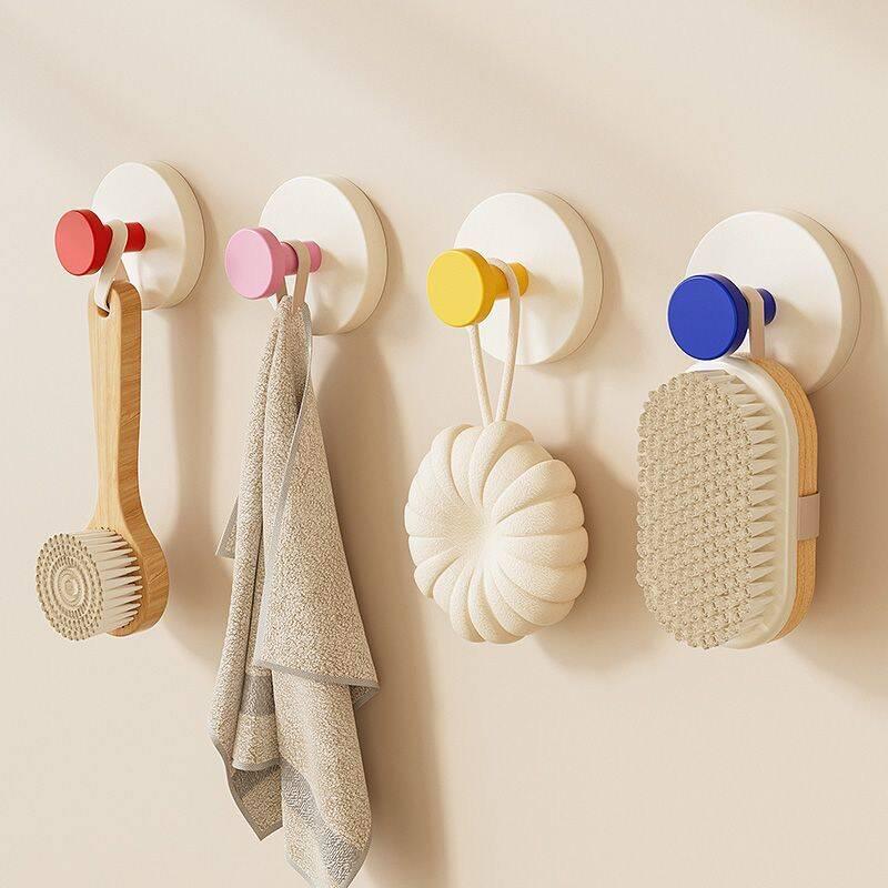 Walnut Suction Cup Hook - Wall-Mounted, High Load Capacity, Traceless Coat Hook for Bathroom
