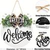 Welcome Sign Front Door Decorations,Round Wood Wreath Wall Hangings Decors for Outdoor Indoor,Home,Farmhouses ,Porch