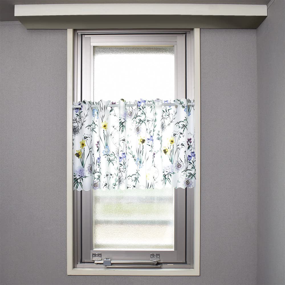 STYLE Decor Cafe Curtains Laminated for Small 45cm Length x 100cm W4000600 Windows, Stylish, Privacy, Width, Bath, Floral, Botanical,