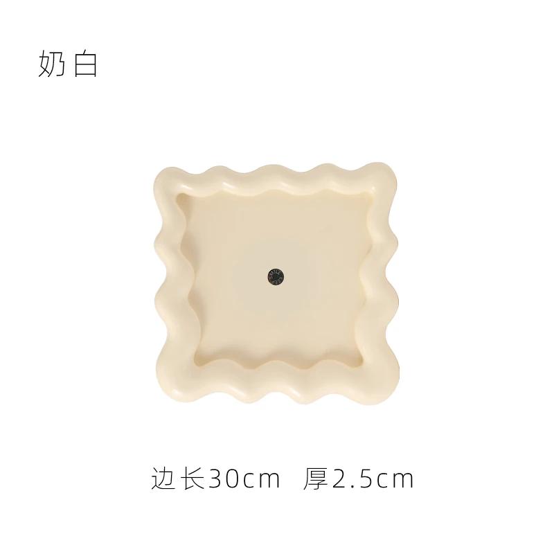 

Morden Wave Storage Tray Makeup Storage Plate Square Ripple Tray Jewelry Organization Deskstop Ornament Tea Table Decoration молоко, білий колір