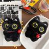 Cute Bell Black Cat Squeak Plush Doll Keychain Pendant Lanyard Stuffed Toy Backpack Charm Bag Ornament Couple Accessory Kid Gift