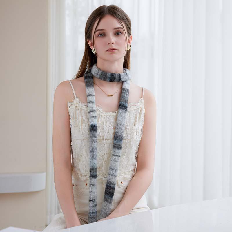 Autumn and Winter New High-end Wool-containing Scarf Women's Winter Knitted Scarf Fringed Temperament Dopamine Scarf Design