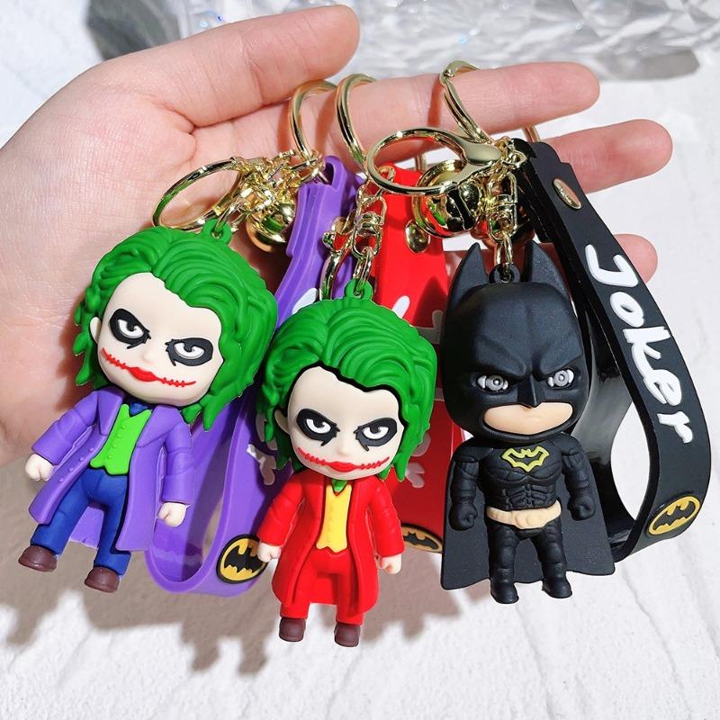 Anime cartoon l Batman Catwoman Joker image doll PVC car keychain cute Halloween series bag pendant ornaments key ring