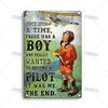 Artisian Flying Metal Sign Pilot Tin Plaque Flight Attendant Decorative Poster Wall Decor Garage Bar Pub Club Hotel Cafe Kitchen