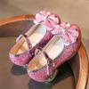Prinzessin Lederschuhe Glitzer Kinder High Heel Mädchen Schuh,Schmetterling Knoten Design Performance Schuhe