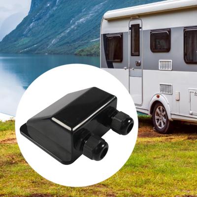 Conector de Caja de Placa de Prensaestopas de Entrada de Cable Solar Apto para 2AWG a 12AWG Negro Impermeable para RV