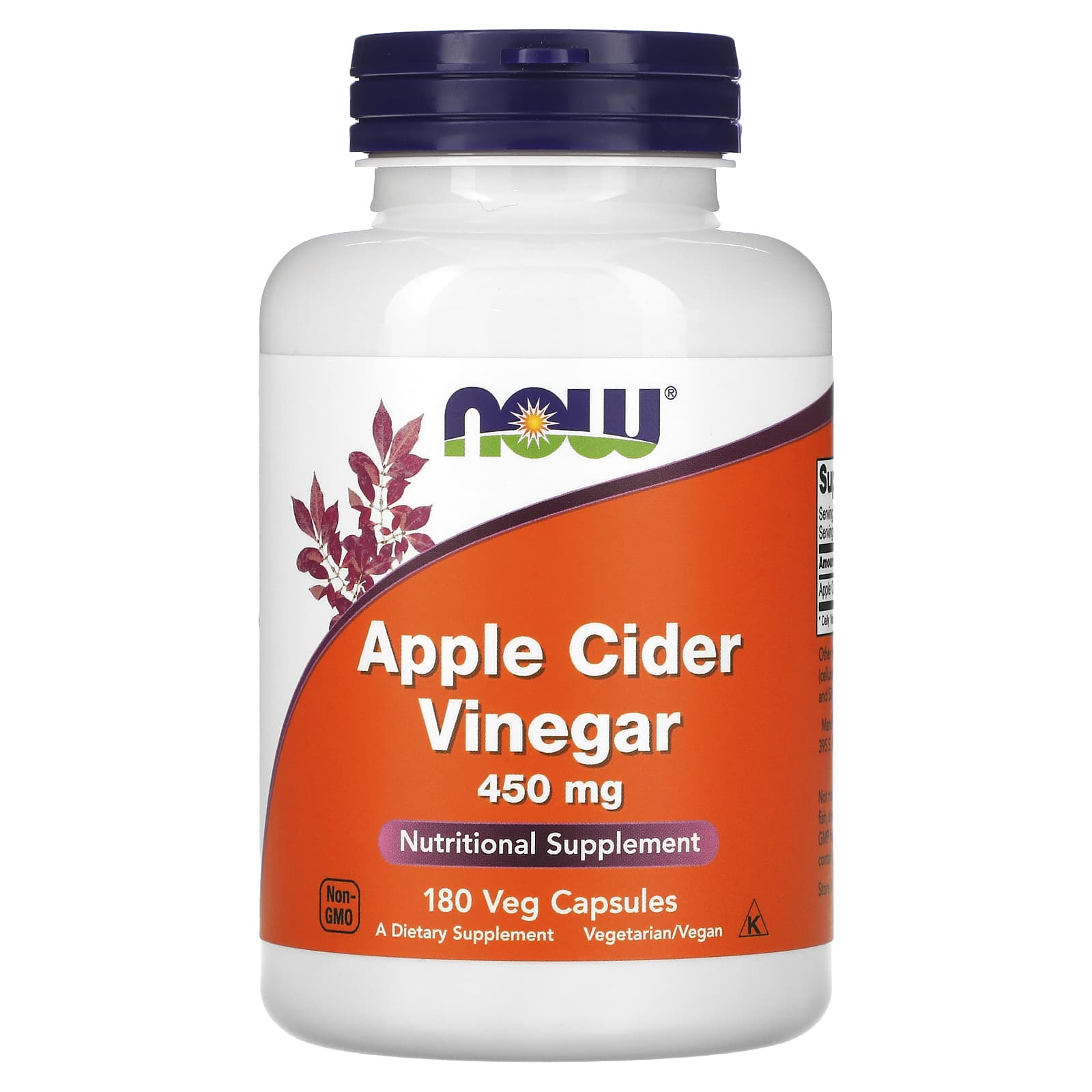 

Apple Cider Vinegar, 450Mg, 180 Veggie Capsules