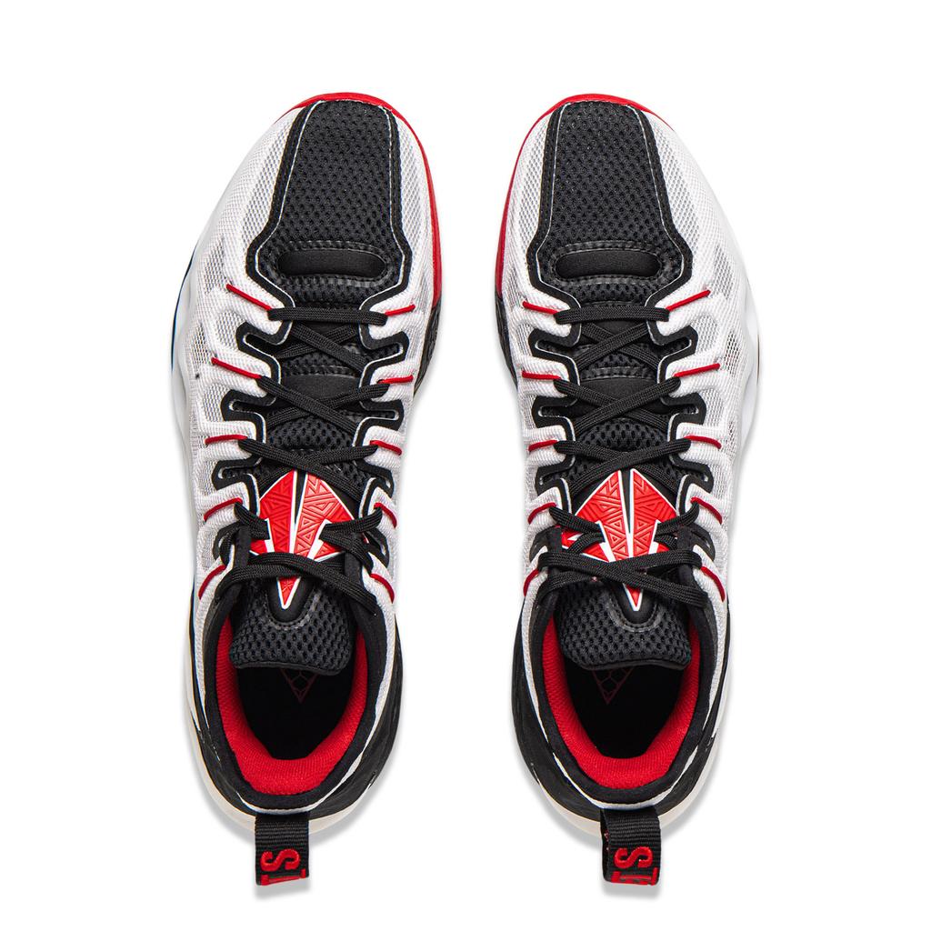 Li Ning Buckets Cushioning Slip Resistant Breathable Low Top Basketball Shoes Men's Black White ABAV051-3