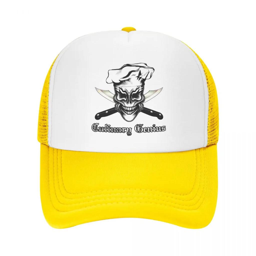 Personalized Culinary Genius Skull Chef Trucker Hat for Unisex Women Adjustable Unisex Cooking Pirate Baseball Cap Outdoor Dad Hat