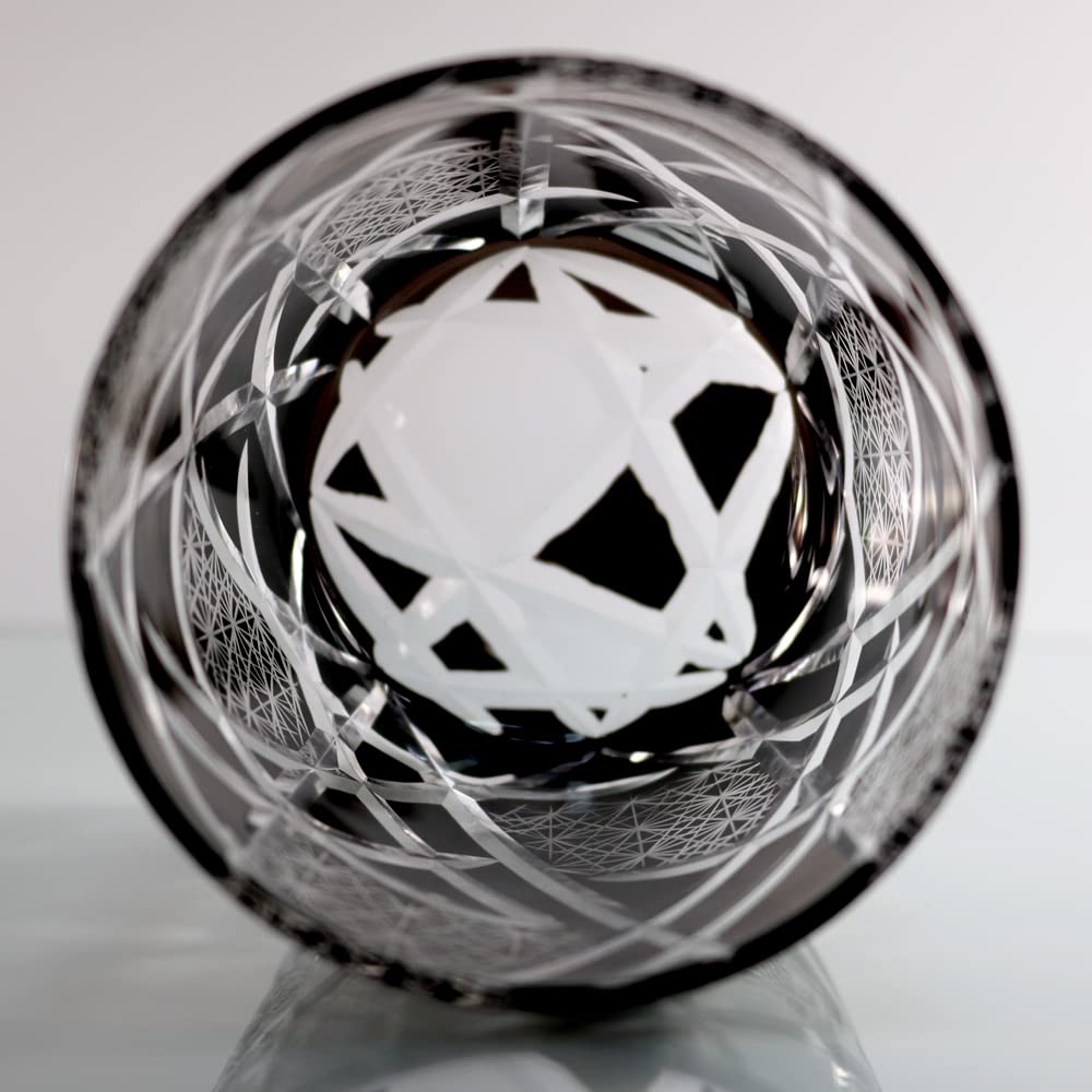 GREEM MARKET Crafts with wooden box Cut glass Gift Present Glasswork Kiriko glass Chrysanthemum Tsunagi cup Shochu glass Rocks glass Product GMS02511