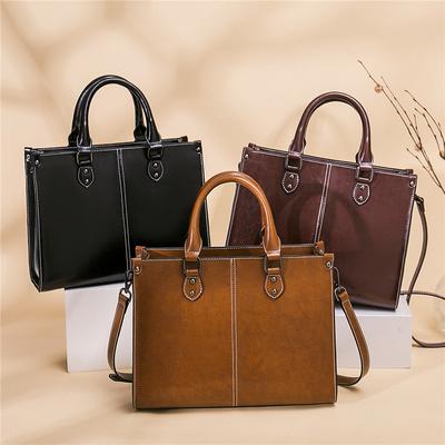 Genuine Leather Tote Handbags For Women  Trend Designer Top Handle Office Ladies Shoulder Crossbody Bags