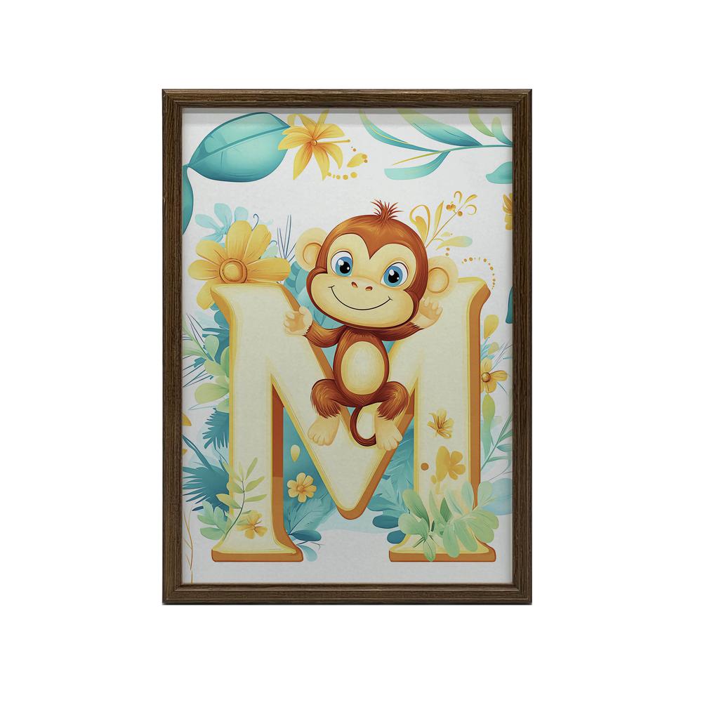 Affisch Glad Apa På Bokstaven "M" Affisch Glad Apa På Bokstaven "M", 30X40 Cm, Utan Ram, Premiumduk På Spännram