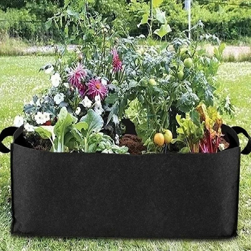 1pc Felt Grow Pots Rectangle Growing Pots Fabric Planting Bags Flower Planter Bags Outdoor Garden Vegetable Planting Container
