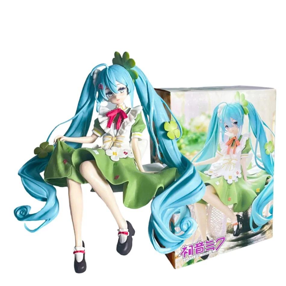 15CM Anime Figure Hatsune Miku Noodle Stopper Lucky Grass Fairy Action Figure PVC Collection Model Ornament Toys Gifts Christmas