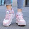 Jungen Jugend Rollschuhe Schuhe Abnehmbare Flache Schuhe Vierrädrige Laufschuhe für Kinder - Rollschuhe mit Sportschnalle
