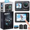Action Camera AKASO 256GB Wearable IPX8 10M Underwater Image 8x Slow Remote Voice External Microphone 2 1350mAh Batteries - Brave7-4K Camera,