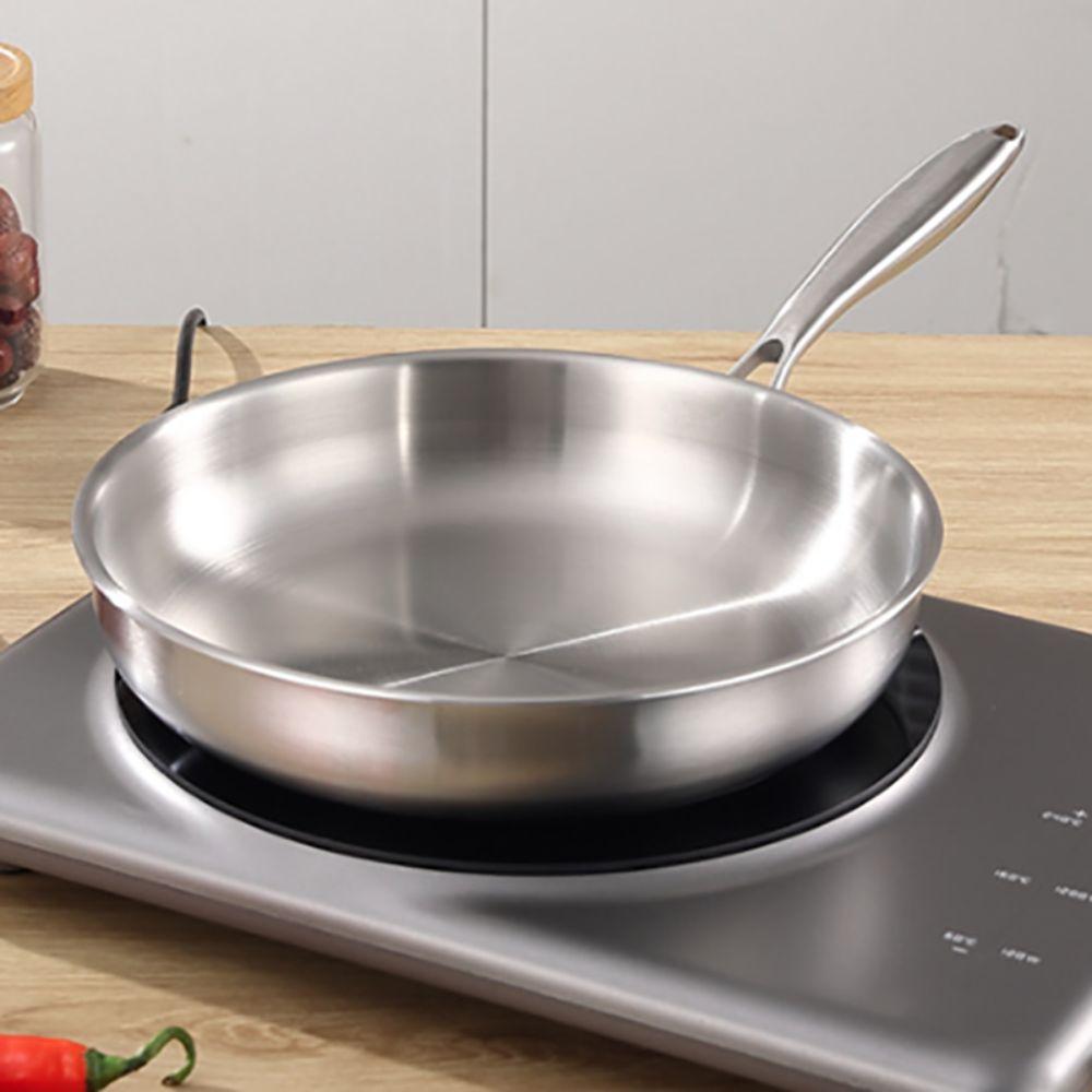 Flat Bottom Frying Wok Nonstick Fried Steak Pot Kitchen Cookware Stainless Steel Frying Pan  Home