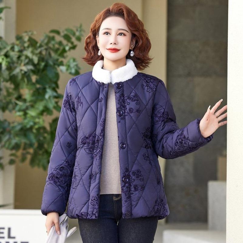 

Зимняя хлопковая одежда женская осенне-зимняя верхняя одежда на подкладке и утолщенная теплая хлопковая куртка одежда для пожилых 5XL [recommended 150-80kg] фиолетовый